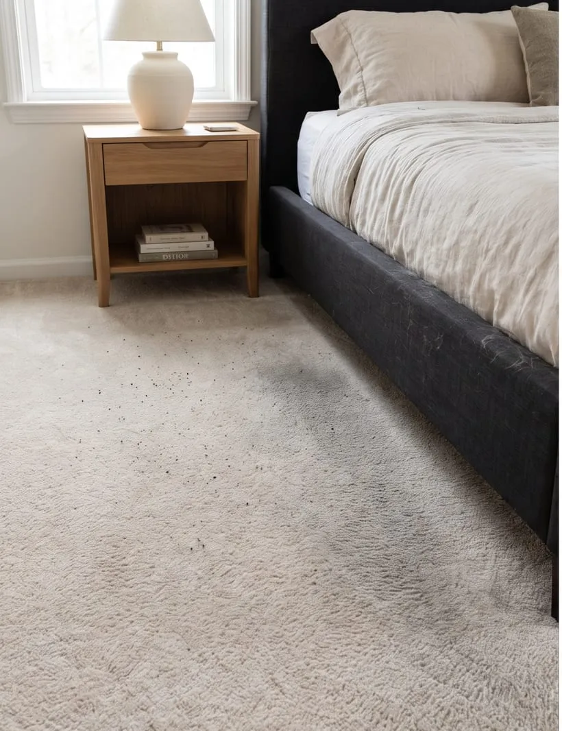 Before — Patterned area rug restored after professional cleaning