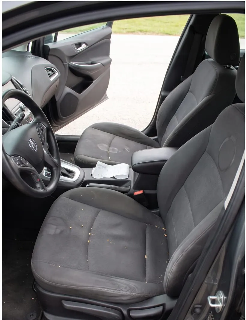 Before — Car cloth seats before and after cleaning