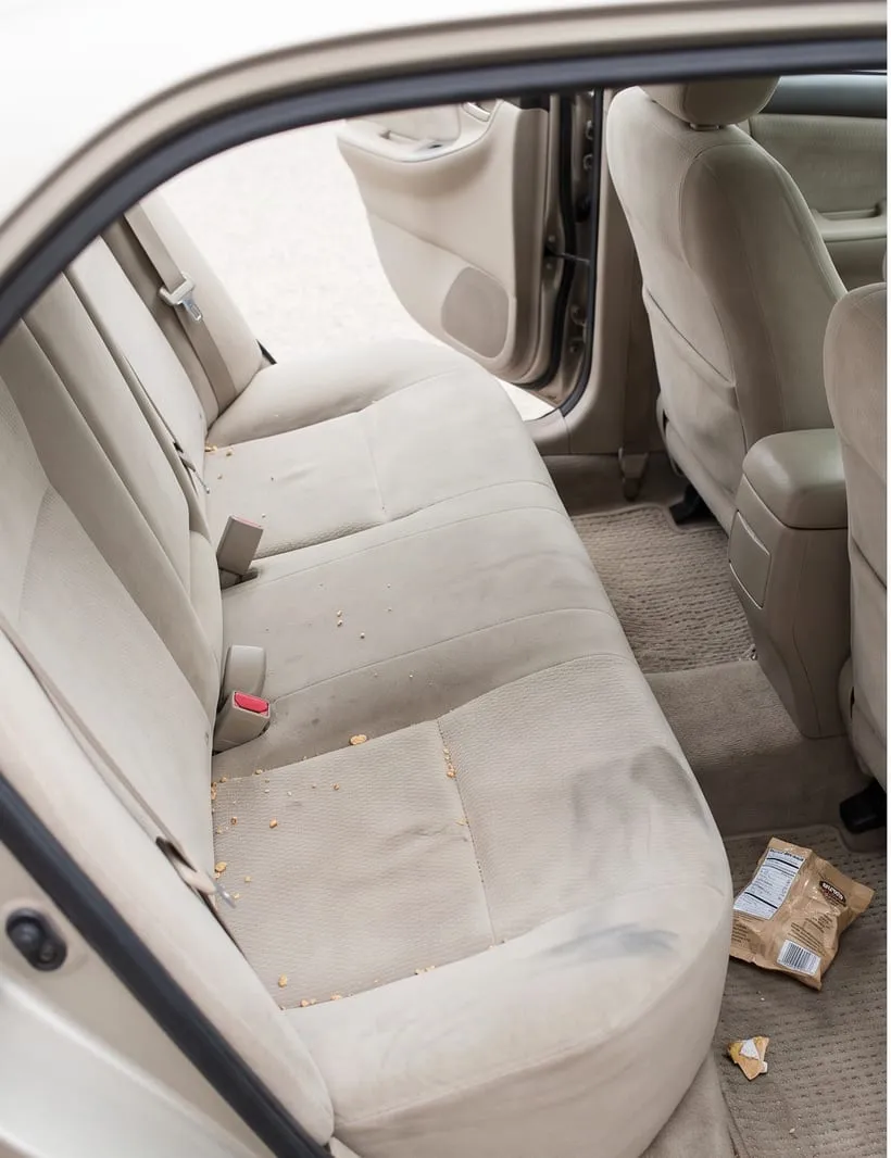 Before — Car rear seats before and after interior cleaning