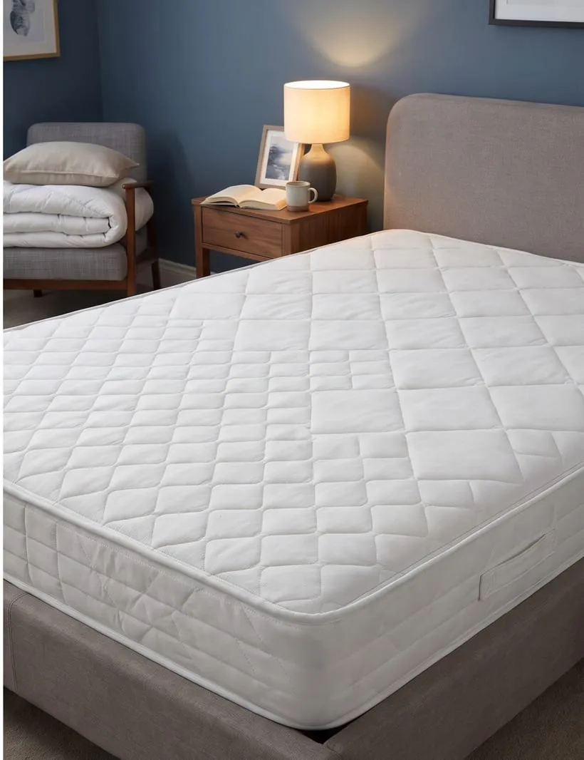 After — Quilted mattress with stains removed after professional cleaning
