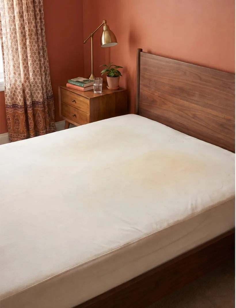 Before — Mattress cover before and after stain and odor removal