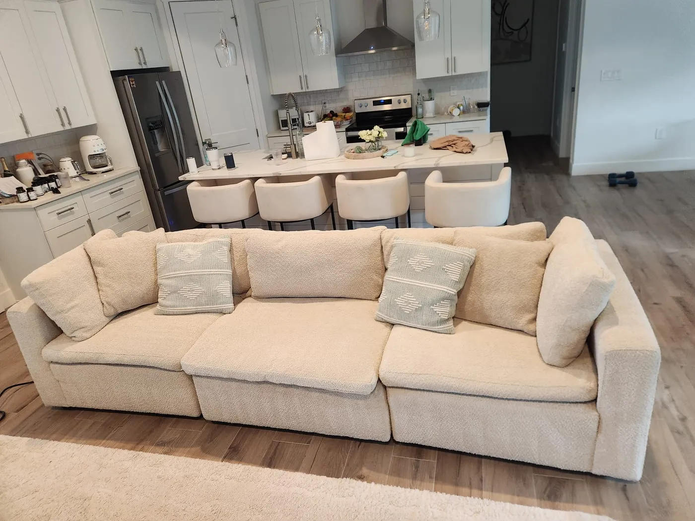 Cream sectional sofa deep-cleaned to showroom condition